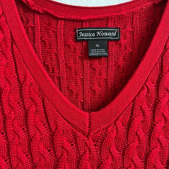 Red cable knit sweater dress - Picture 3 of 3